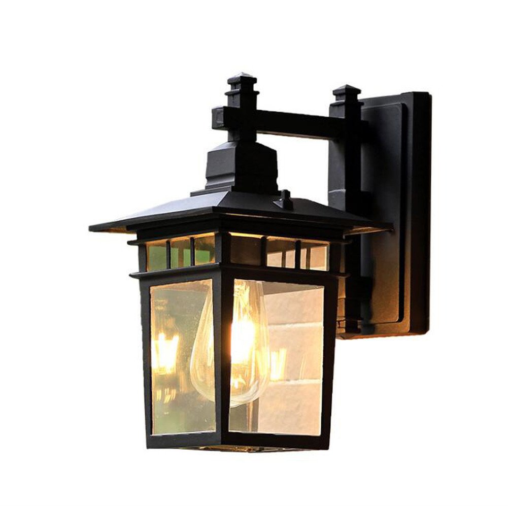 TRADE® 11" High Black Outdoor Wall Lantern Retro Aluminum Frame Single-Light Wall Sconce with Clear Glass