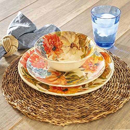 Harvest 12Piece Melamine Dinnerware Set BPAfree Dishwasher Safe