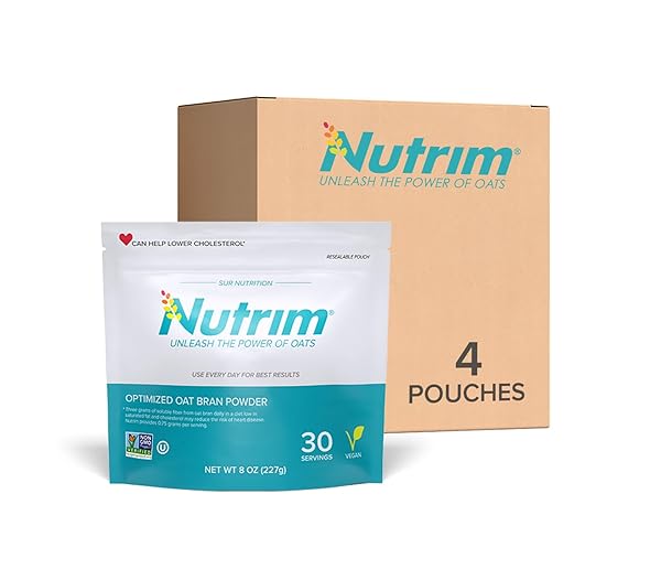 NUTRIM OAT BRAN POWDER WITH 750MG BETA GLUCAN PER SERVING – EASY-MIX SOLUBLE FIBER FOR CHOLESTEROL MANAGEMENT & IMMUNE SUPPORT – HEART HEALTHY, NON-GMO & VEGAN OATMEAL POWDER