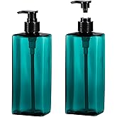 Shower Pump Bottles, Yebeauty 2pcs 17oz 500ML Refillable Pump Bottle Lotion Soap Dispenser Liquid Container Plastic Soap Dispenser for Shampoo Kitchen,Bathroom Body Wash, Sea Green