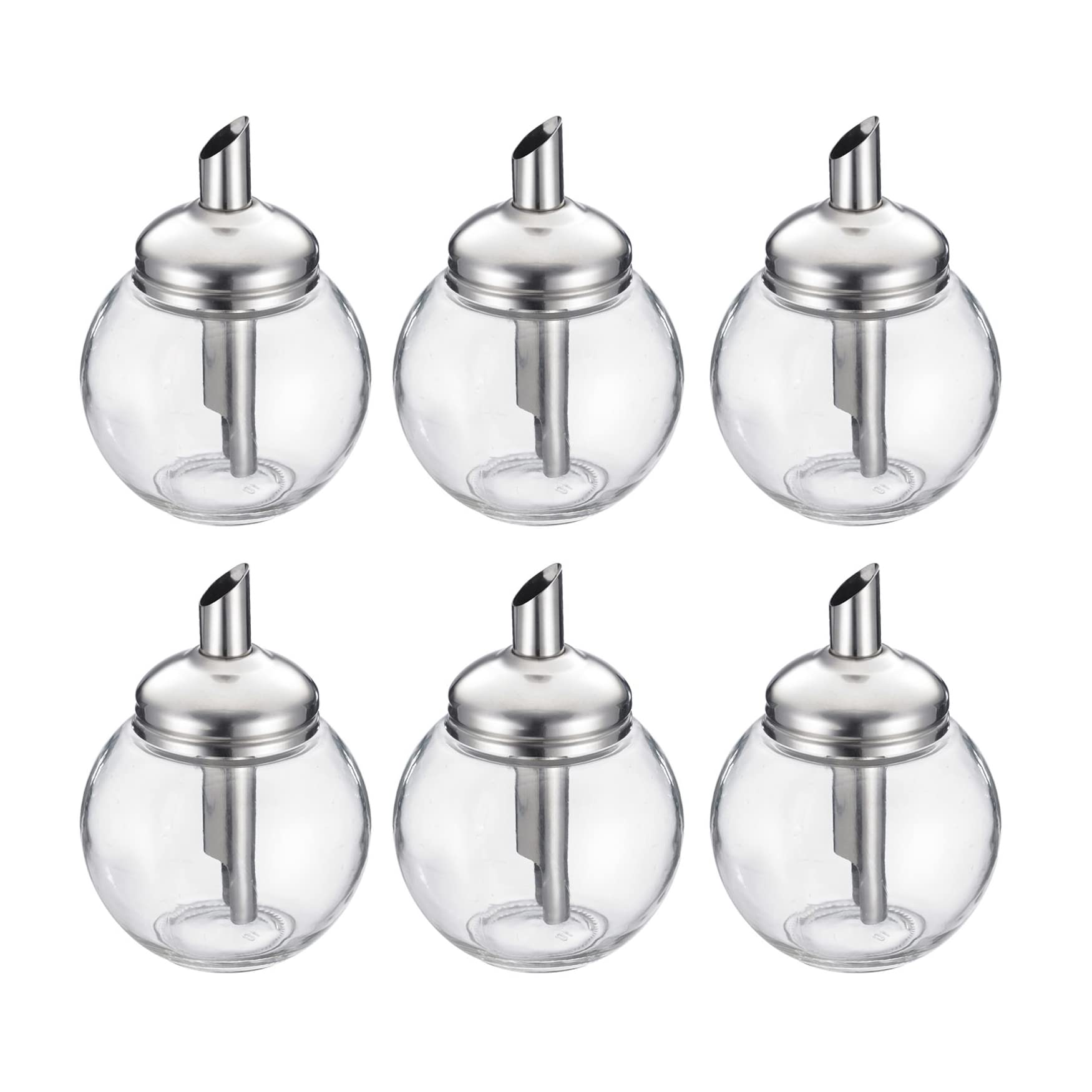 Westmark Sugar Dispenser, 6 pieces, Volume: 250 ml each, Glass/Stainless Steel, Roma, Transparent/Silver, 654422E2