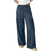 SHEWIN Women Washed‑Out Effect Fabric Pants Stretchy Wide Leg Trousers 2026