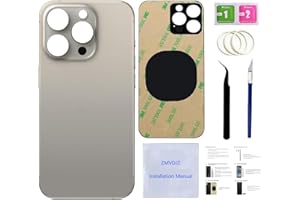 ZMVDJZ 15 Pro Back Glass Replacement for iPhone 15 Pro Back Cover Glass (Natural Titanium, 6.1 Inches) with Pre-Installed Tape +Installation Instruction + Repair Tools (Natural Titanium)