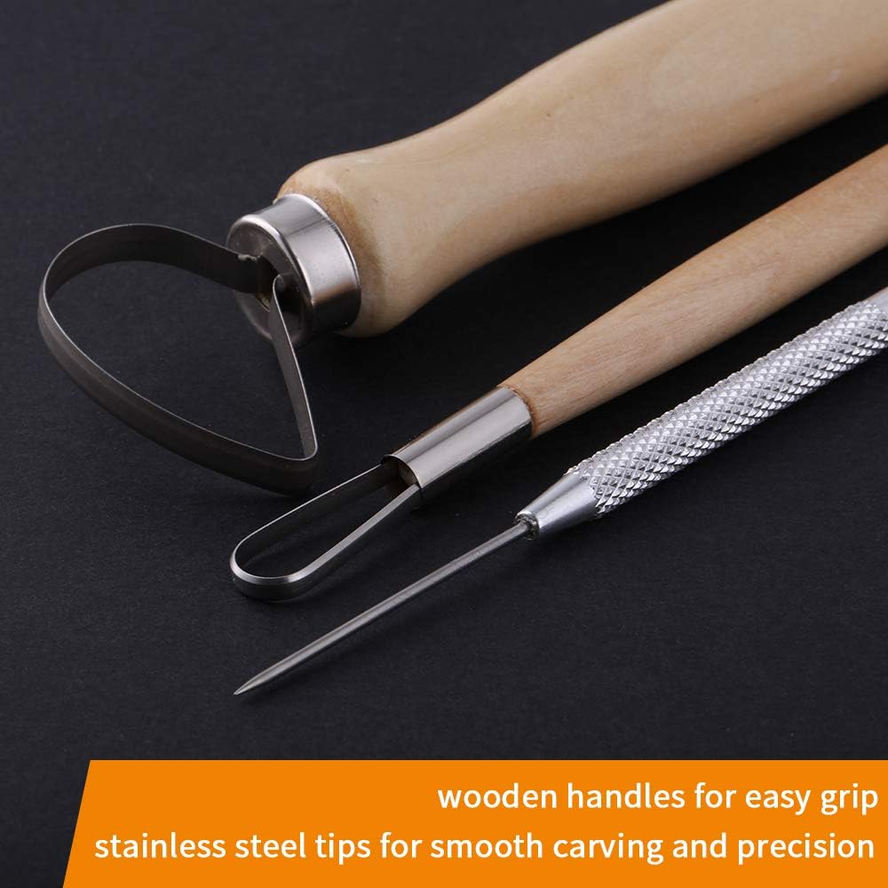 8 Pcs Ceramic Pottery Tools, Tubala Wooden Clay Carving Sculpting Modeling Tools Pottery Sculpting Tools Set