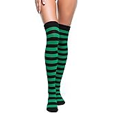 Leegmvse Striped Thigh High Socks Women Girls Novelty Long Cotton Striped Over Knee High Socks Halloween Cosplay Daily Wear