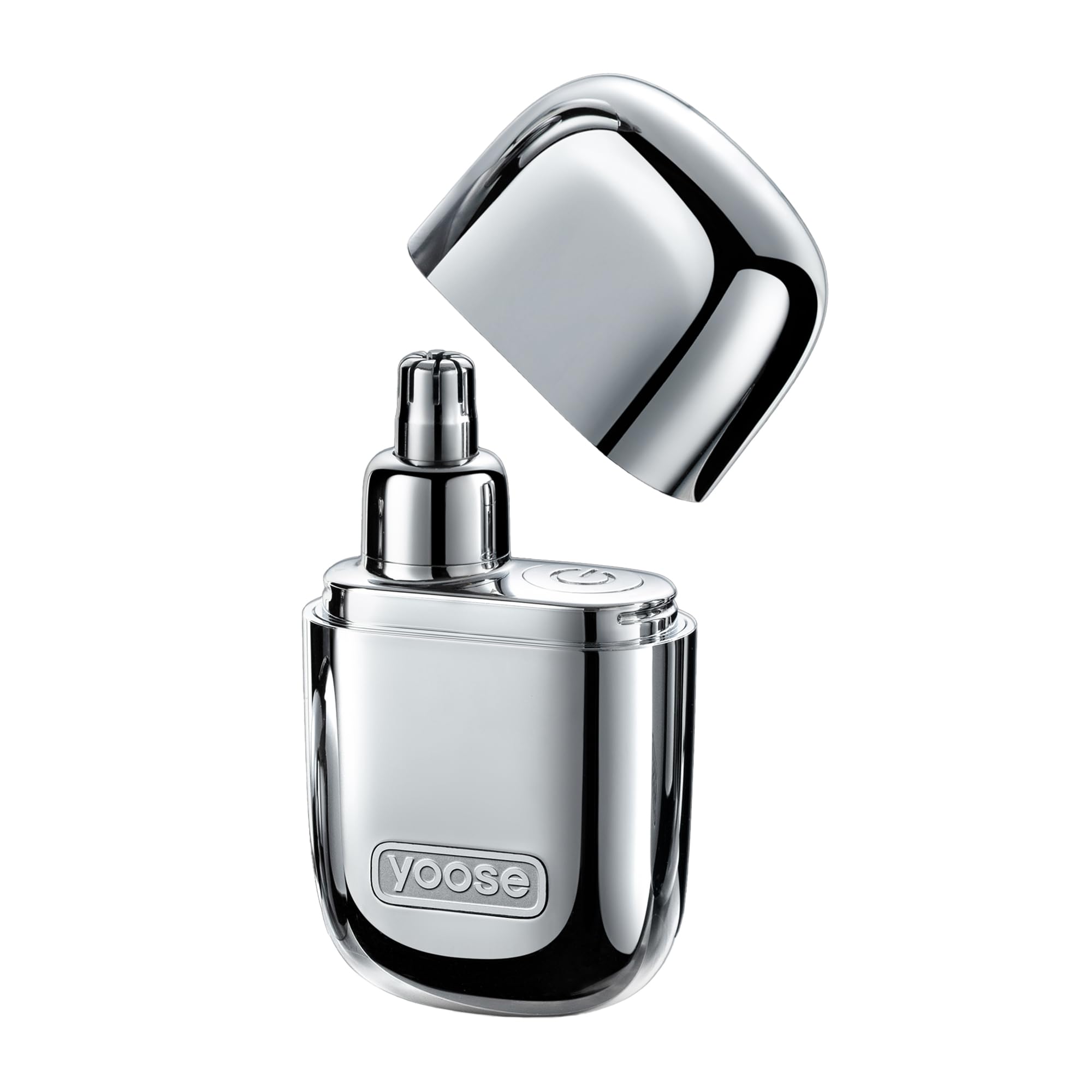 yoose Nose Hair Trimmer, Portable Alloy Nose Trimmer for Men Women, Rechargeable, Washable Nose Trimmer, Detachable Head, Easy to Clean, Travel Size, Dual Edged Blades, Painless Trimming, Silver
