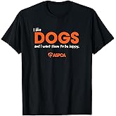 ASPCA I Like Dogs Unisex Adults Black Cotton 100% Classic Fit Crew Neck Short Sleeve T-Shirt