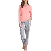 Soft Womens Pajama Sets Cotton Long Sleeve Pj Sets Comfy 2 Piece Sleepwear Cozy Loungewear Nightwear With Pockets
