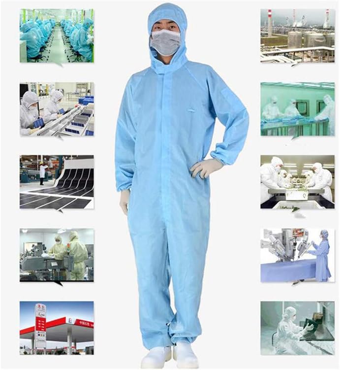 Egsve Coverall Hazmat Isolation Suit Disposable Protective Clothing, Disposable Protective Clothing, Protective Jacket Polyester Antistatic Waterproof
