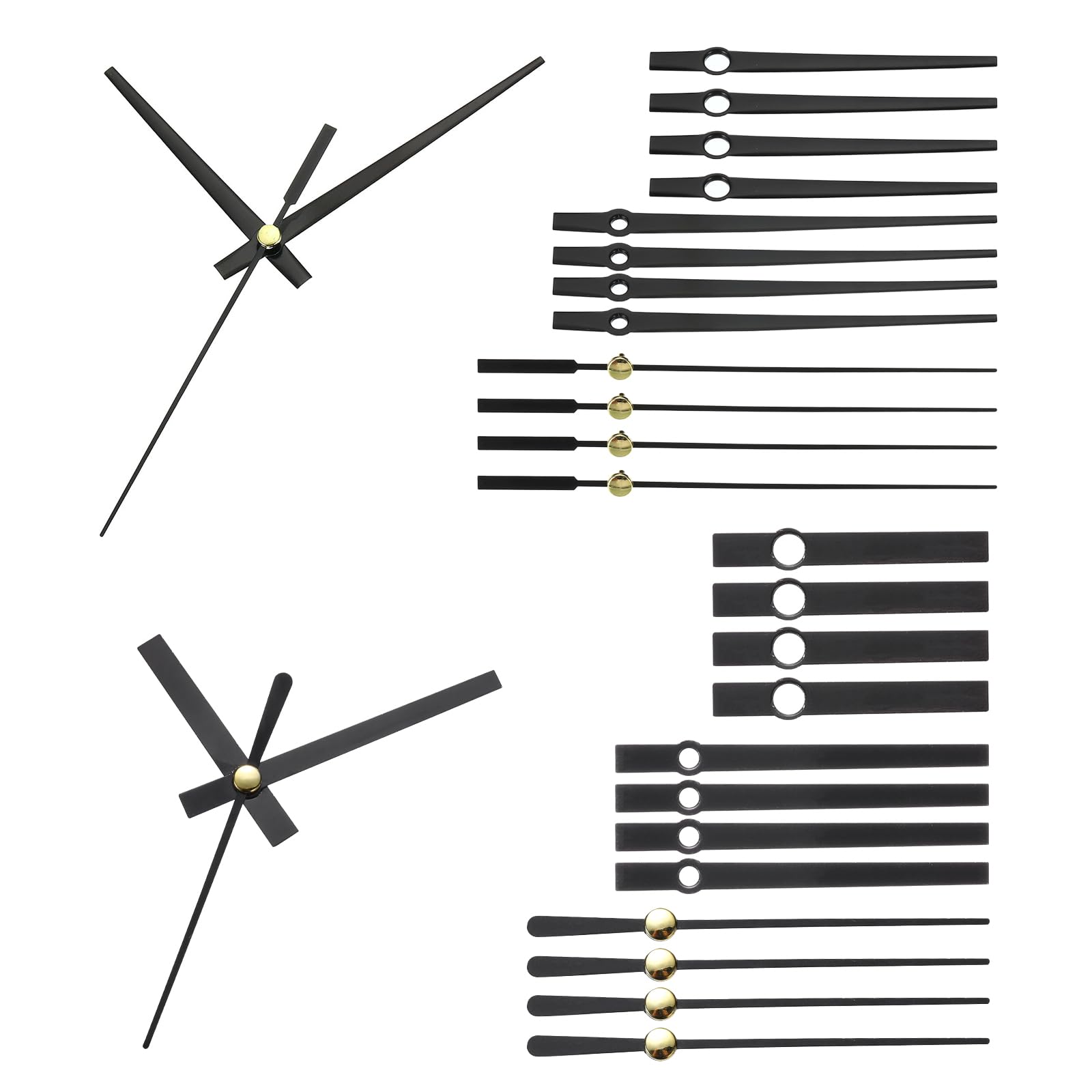 PATIKIL Wall Clock Hands Replacement Kit - 10 Set Aluminum Movement Mechanism Parts for DIY Clock Repair, Black, A11/A12