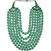 Florate Colorful Long Wood Bead Pendant Necklace Earrings Set for Women Ethnic Multi Layers Statement Big Vintage Bib Female Chunky African Bohemian Rainbow Jewelry Set