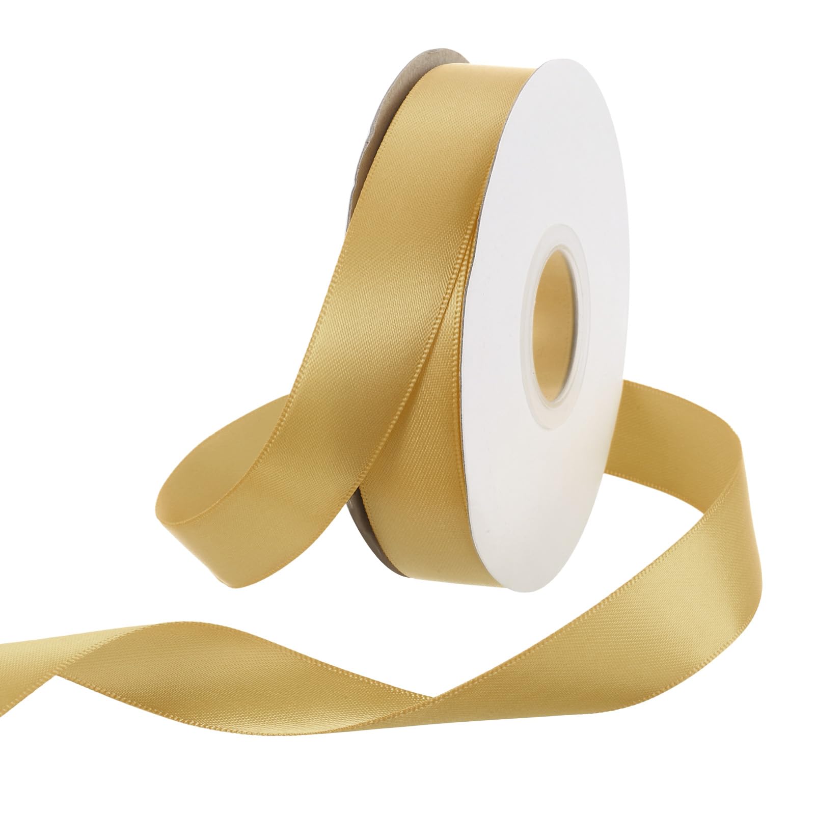Rebower 25mm Satin Ribbon 23m Thick Double Face Grosgrain Silk Ribbon, [for Gift Wrapping, Hair Bows, Wedding, Cake, Flower] - 25 Yard/75ft/ Dark Yellow