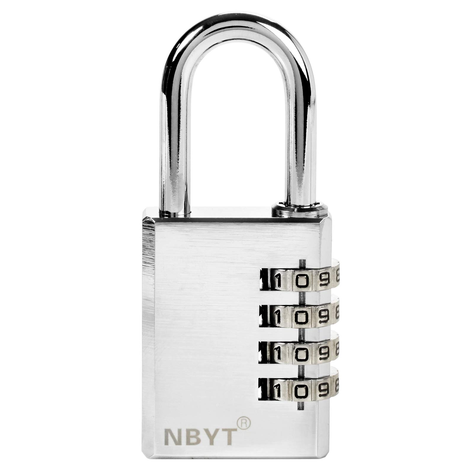 NBYTCombination Lock 4 Digit 304 Stainless Steel Shackle Outdoor Waterproof Padlock for School Gym Locker, Sports Locker, Fence, Toolbox, Gate, Case, Hasp Storage