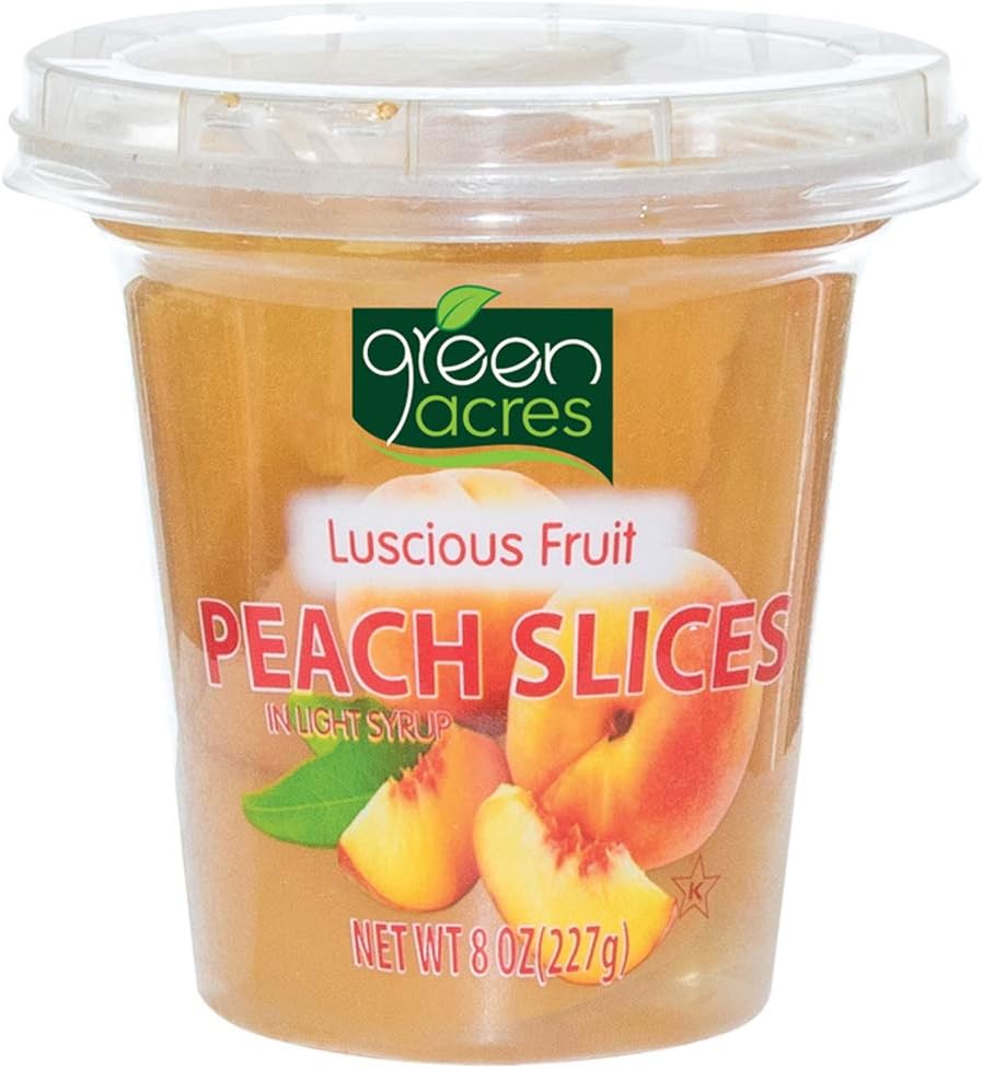 Green Acres Light Syrup, Peach Slices, 8 Ounce (Pack of 12)