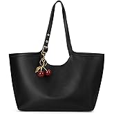 JQWSVE Faux Leather Tote Bags for Women Cherry Shoulder Handbag Large Capacity Work Tote Bag Weekender Bag Shopper Handbag