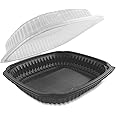 Anchor Packaging Culinary Lites Microwavable Container, 39 oz, 9 x 9 x 3.01, Clear/Black, Plastic, 100/Carton