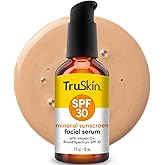 TruSkin Sunscreen Serum for Face – SPF 30 Universal Tinted Mineral Sunscreen Face Serum – Lightweight Transparent Finish – Zinc Oxide, Vitamin C, Hyaluronic Acid, Ceramides, All Skin Types, 1 fl oz