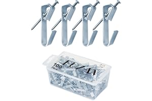 100pcs Picture Hangers,30lbs Picture Hanging Hooks with Nails, FUZANWJ Professional Picture Hanging Kit on Wood/Drywall (30lbs-100pcs)