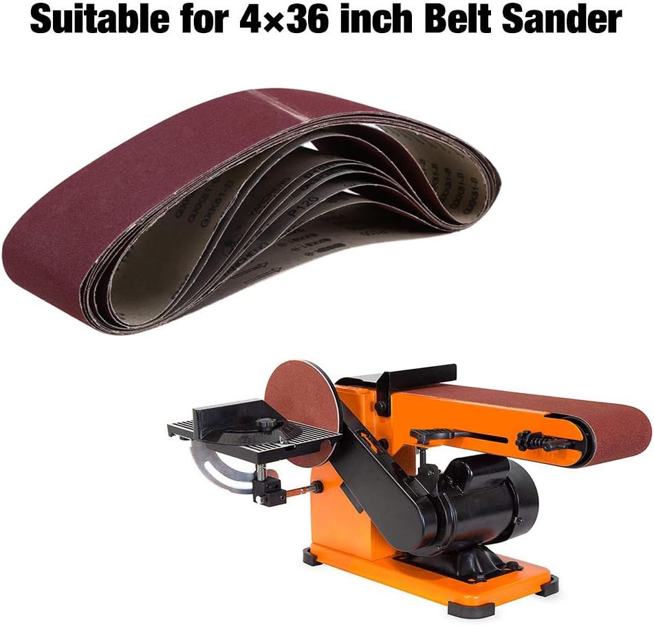 12-Pack 4 x 36" Sanding Belt, DeSS Aluminum Oxide Sander Belts 2 Each of 80 120 150 240 320 400 Grits (4x36 inch) - - 