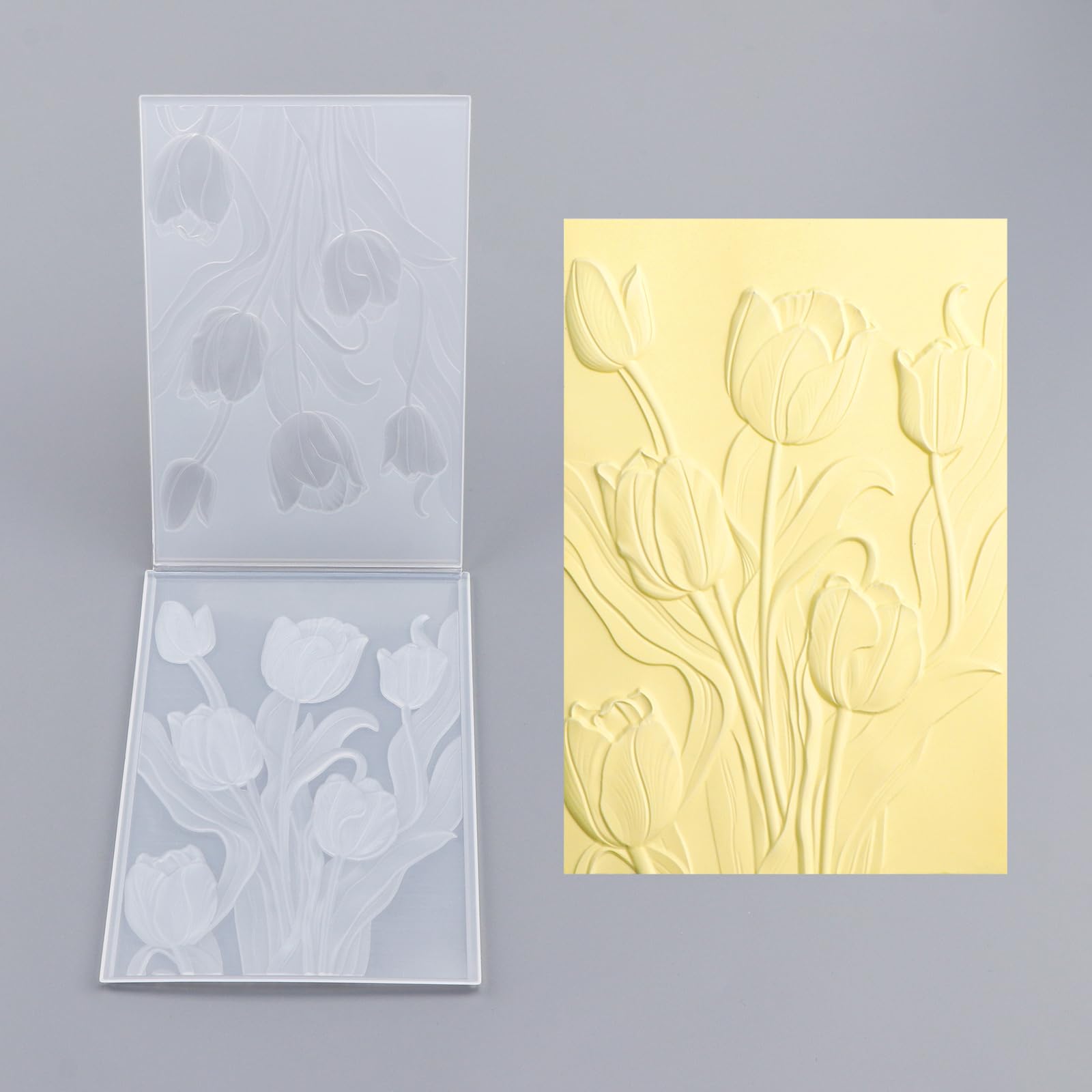 BAOFALI 3D Flowers Theme Plastic Embossing Folders Tulip for DIY Scrapbooking Photo Album Card Paper Craft Decoration for Card Making,Embossing Template Paper Card Embossing Stencil