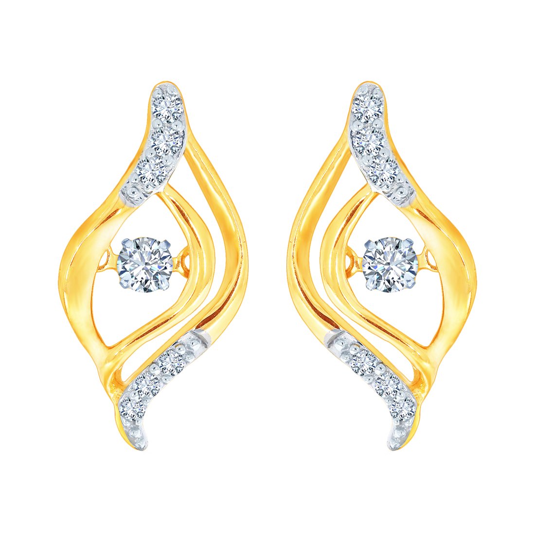 Buy Kalyan Jewellers 18KT Yellow Gold and Diamond Stud Earring for ...