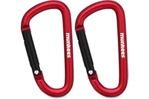 munkees Small Carabiner Clip Keychain 2 Pack, Mini Caribeener 2 inch to 3" for Keys Aluminum Alloy Biner Lightweights for Bottle Buckle, Backpack Hook
