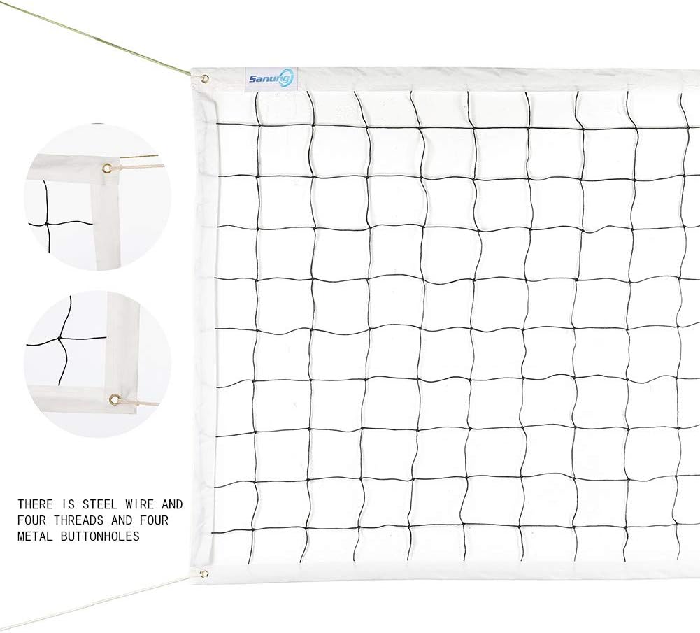 Sanung Volleyball Net with Steel Wire for Indoor and Outdoor Gardens Campus Backyard Swimming Pool Park Beach Portable Game Standard Size (32 FT x 3FT) Poles Not Included : Sports & Outdoors