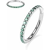 PEAKLINK Nose Ring 316L Surgical Steel Helix Cartilage Conch Earring with Gem Septum Clicker Daith Rook Tragus Lip Belly Ear Lobe Piercing Jewelry Nose Hoop, Diameter 5mm to 12mm