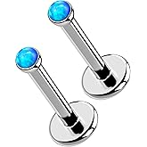 OUFER 2PCS 16G/20G Nose Lip Studs, G23 Solid Titanium Threadless Push in Nose Nostril Lip Labret Medusa Monroe Helix Cartilage Tragus Conch Lobe Piercing Jewelry for Women Men