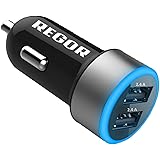 Regor [4.8A - 2 Port] Hi-Speed Car Charger (Can charge 2 iPads together) for iPhone 6S, Plus, 6, Plus, SE, 5S, 5, 5C, 4S, iPad Air, Mini, Samsung Galaxy S7, S6, Edge, Plus, Note 5, 4, LG G5, G4, HTC, Nexus 5X, 6P, Xiaomi, Oneplus, Motorola & other smartphones & tablets
