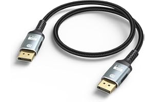 Breilytch Short DisplayPort Cable 2.1 1.5FT, 16K Display Port 2.1 DP to DP Cable (8K@240Hz, 4K@240Hz) HDR, DSC 1.2a Compatible with KVM FreeSync Gaming Monitor PC 5090 7900XTX