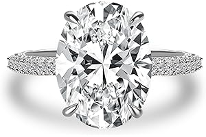RODIFFY 5.0/8.0CT Excellent Oval Cut Engagement Ring,D-Color VVS Big CZ Gemstone S925 Promise Ring