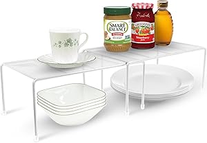 Sorbus Pantry Cabinet Organizers —Features Stackable Expandable Shelves Made of Steel — Ideal for Pantry, Cabinet, Countertop, and much more in Kitchen/Bathroom (White)