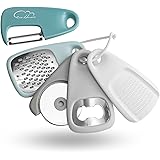 Kitchen Gadgets Set 5 Pieces, Space Saving Cooking Tools Cheese Grater, Bottle Opener, Fruit/Vegetable Peeler, Pizza Cutter, 