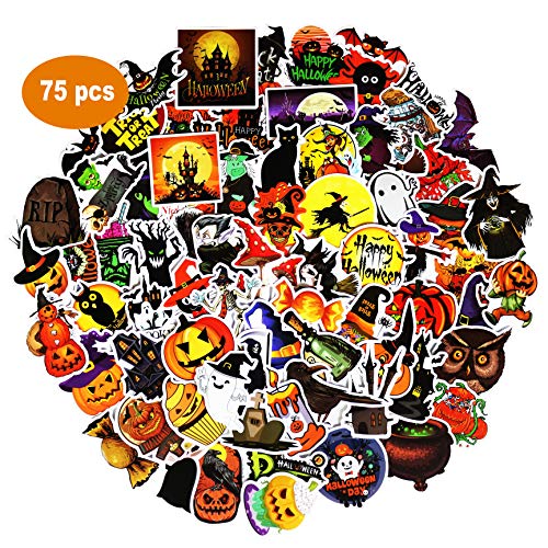 Halloween Stickers Halloween Decals 75 Pcs for Laptops Cars Motorcycle Portable Luggages Ipad Waterproof Sunlight-Proof (C Halloween Style, 75 pcs)