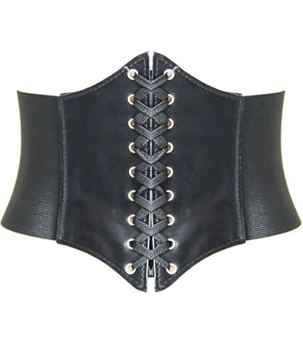 Amazon.com: GSHLLO PU Leather Wide Elastic Waist Belt Lace  display picture 3