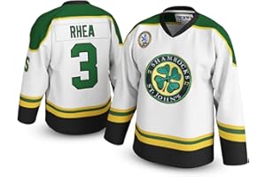 UNLC Ross The Boss Rhea #3 St John’s Shamrocks Hockey Jersey – Goon-Inspired Throwback, Stitched Letters, Sizes S–5XL