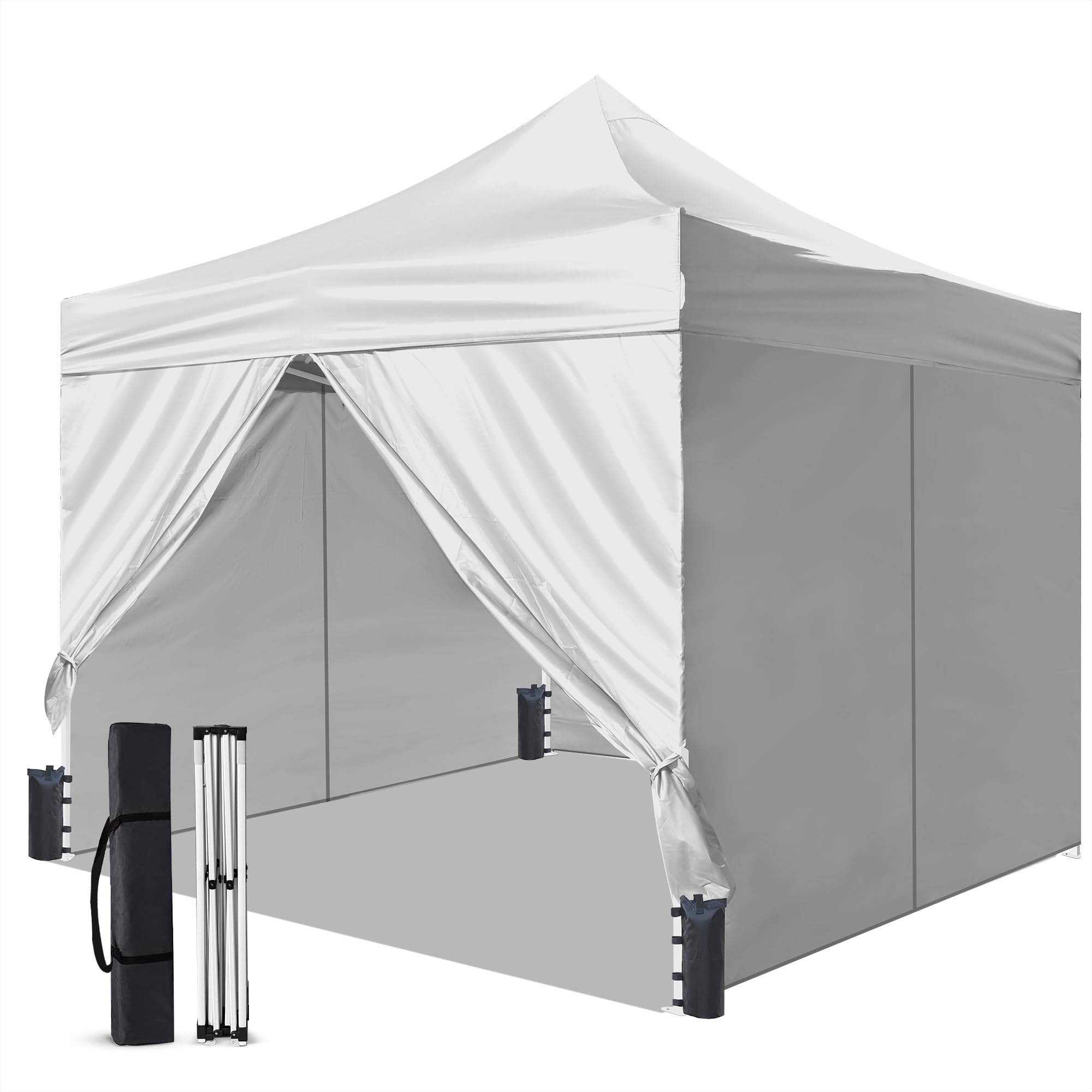 Photo 1 of ** BAG IS DAMAGED** Foristrail Pop Up Canopy Tent Instant Shelter, Portable Outdoor Sun Shade (Off-White, 10x10 with Sidewalls)