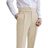 PetitePrestige Mens High Waisted Dress Pants Pleated Front Casual Bussiness Trouser Slacks for Men