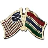 USA and Gambia Flag Die-struck Metal Friendship Lapel Pin with Butterfly Clasp Closure