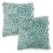 Chanasya Soft Shaggy Fuzzy Mangolian Faux Fur Cozy Elegant Chic Decorative Aqua Blue Throw Pillow Cover Pillow Sham- Turquoise Teal 2-Pack Throw Pillowcase 18x18 Inches (Pillow Insert Not Included)