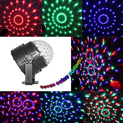3W Sound activated Party light with 7 mode RGB disco ball for Home Party Birthday Party DJ Bar Karaoke Xmas Party Wedding show or Club