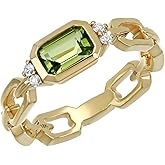 Bony Levy 18K Yellow Gold Peridot with Diamond Iris Chain Ring