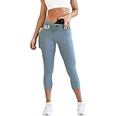 Women's Air Crop Legging Yoga Pants Breathable High-Waisted Workout Leggings with Running Belt Pockets Athletic