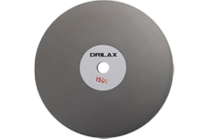 Drilax 8 Inch Diamond Flat Lap Disc | Grit 1500 (Very Fine), 1/2" Arbor Hole | for Gemstone Pre-Polishing, Glass Finishing, Scratch Removal | Fits Faceting Machines
