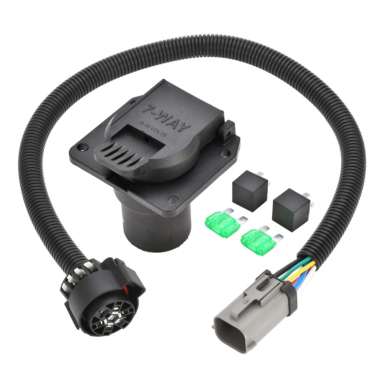 Photo 1 of 55243 7-Pin Trailer Wiring Plug Harness Compatible with Ford F250 F350 F450 F550 Super Duty 1999 2000 2001
