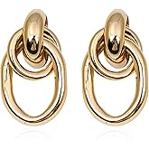 Seakuur Gold Geometric Twists Knot Drop Dangle Earrings for Women Long Link Dangle Earrings Jewelry Gift