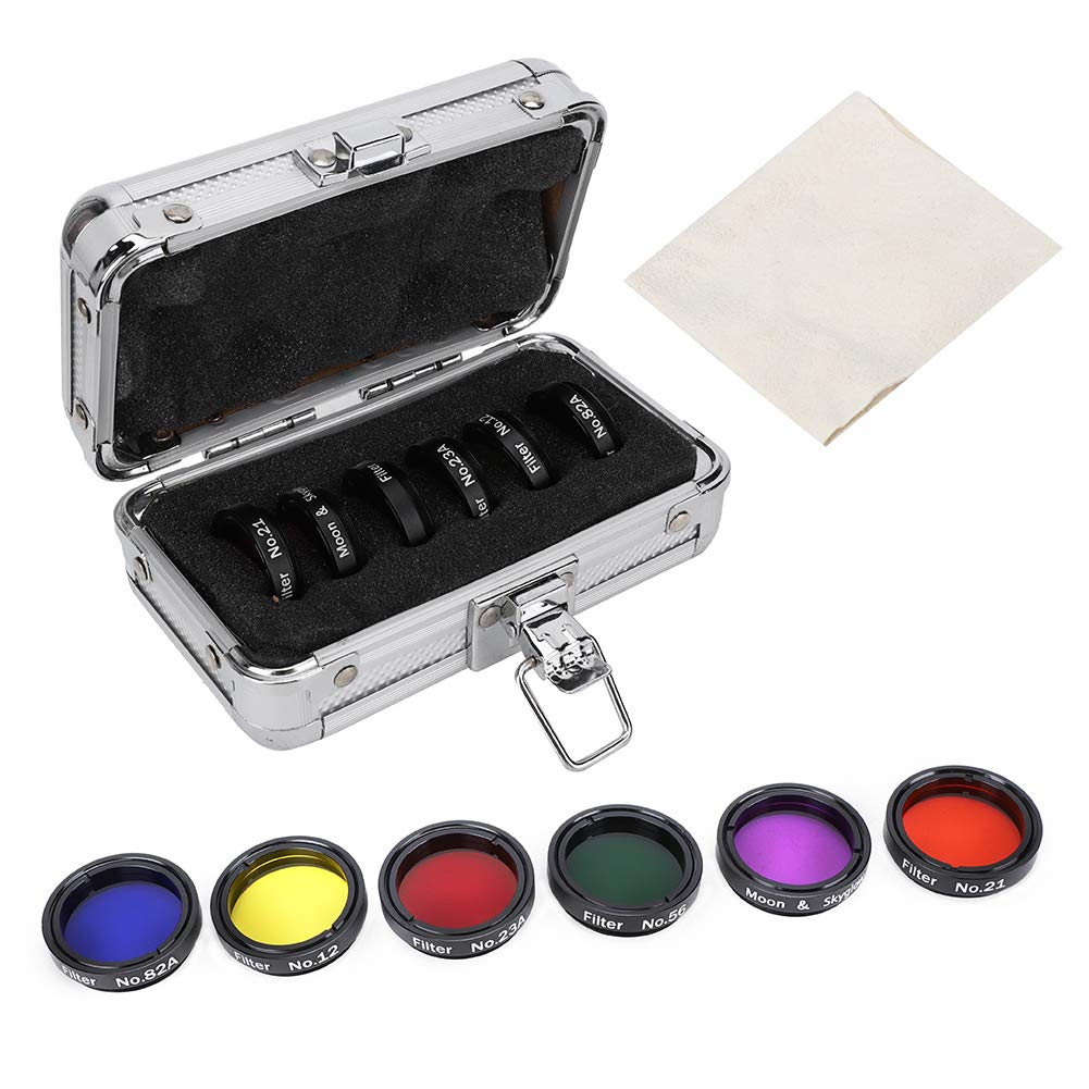 6 pcs 1.25inch Telescope Filter Kit Colorful Filter Accessories with Storage Box for Telescopes Eyepieces