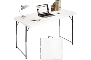 Bblife 4 Adjustable Heights 4ft Folding Table, Portable & Foldable Design of Camping, Picnic, Dining and Party Table, Durable Plastic, Perfect for Indoor/Outdoor Use