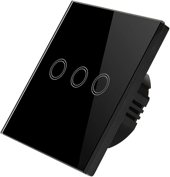 Interruptores Inteligentes con Rel Compatibles con AlexaGoogle Home WiFi Interruptores Inteligentes con Control Remoto y de voz No Se Sequiere Neutral Negro 123 Gang